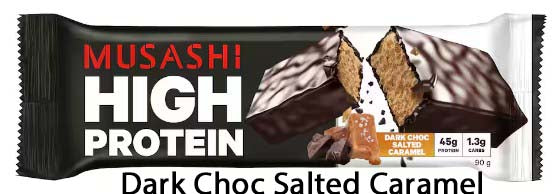 Musashi High Protein Dark Choc Salted Caramel - 90g x 12ct