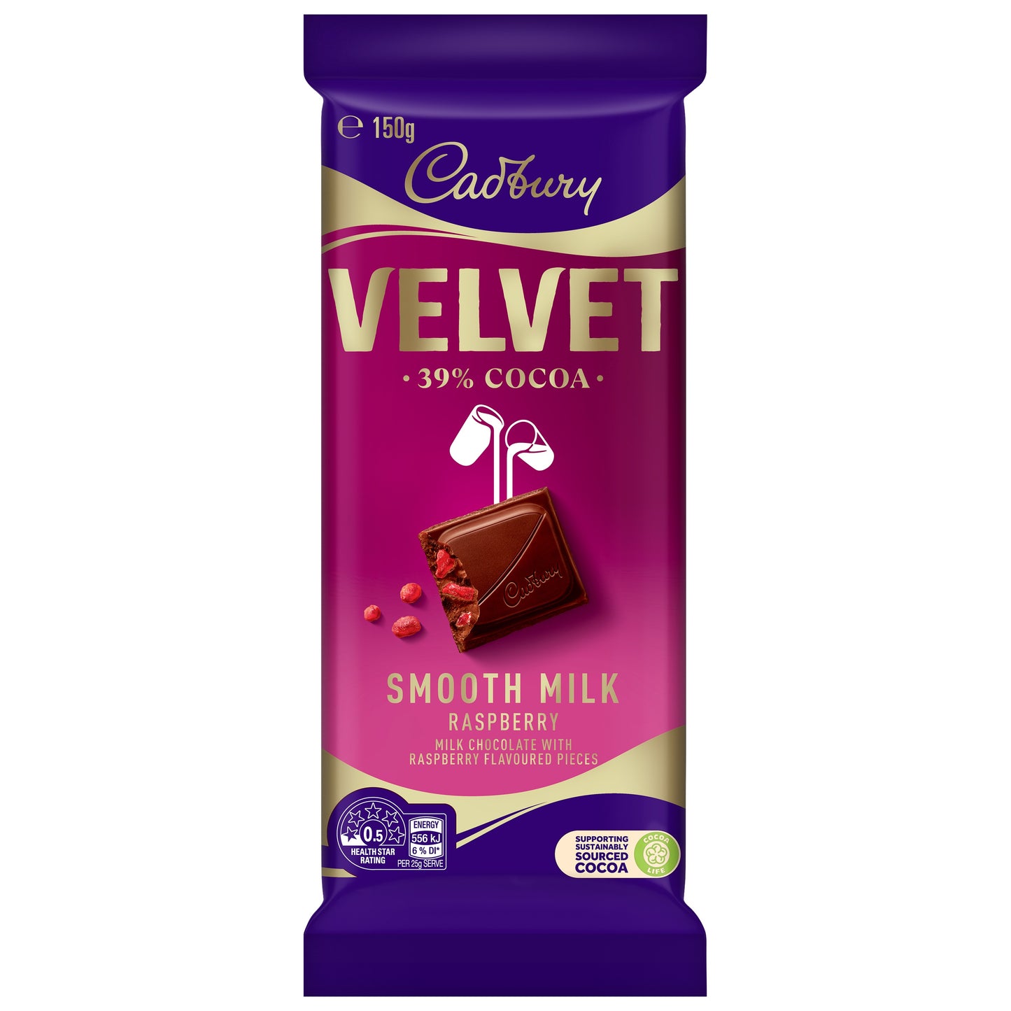Cadbury 150g Velvet Raspberry Block x 19ct