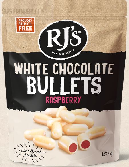 RJ's Bullets Licorice White Rasp FAMILY BAG 180g x 12ct