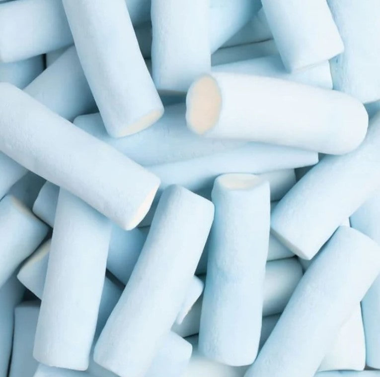 Puffy Mallow Poles Blue and White approx 125ct 950g