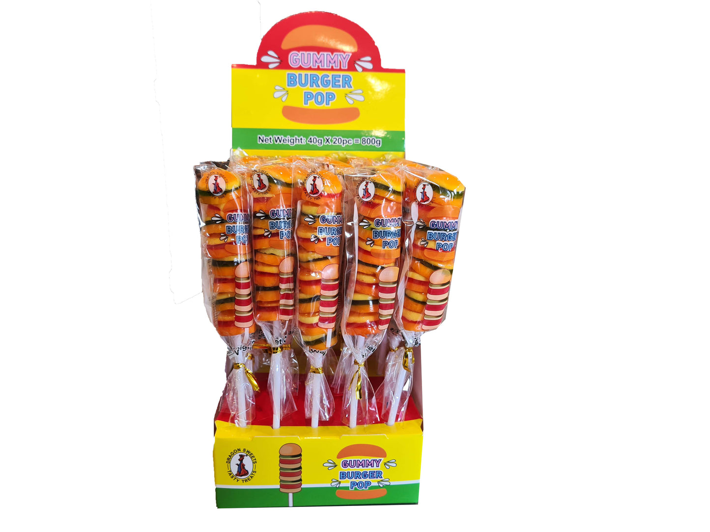 Dragon Gummy Burger Pops 20g x 20ct