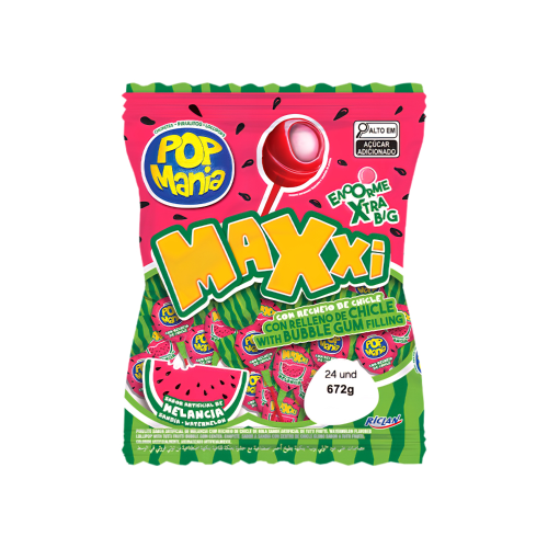 Pop Mania Maxxi Lollipop 28g - Watermelon x 48ct