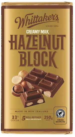 Whittakers Blocks 250g Hazelnut x 12ct