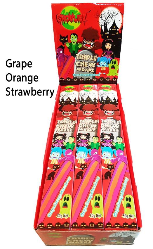 Ghouliez Triple Chew Grape Orange Strawb 80g x 12ct