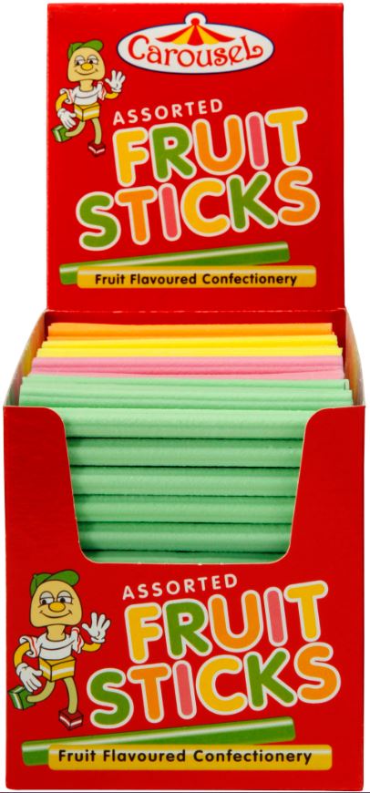 Carousel Assorted Fruit Sticks Box x 250ct 1.36kg