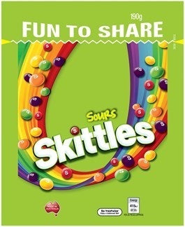 Mars - Skittles 190g Sour Large x 12ct