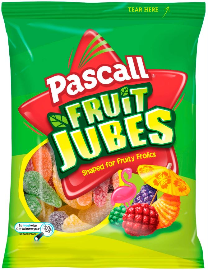 Pascall Family Bag Fruit Jubes 180g x 18ct