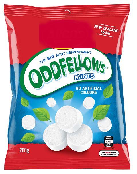 RJ's Oddfellows Mints FAMILY BAG 200g x 24ct