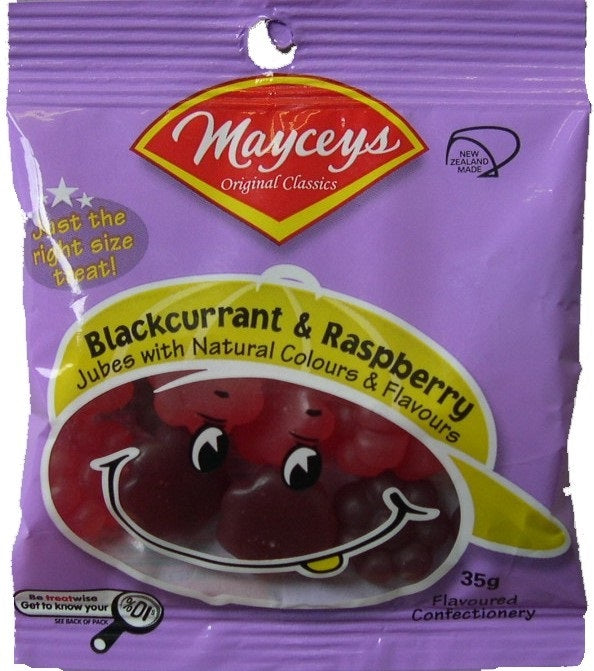 Mayceys 35g Smiley Blackcurrant Raspberry Jubes x 24ct