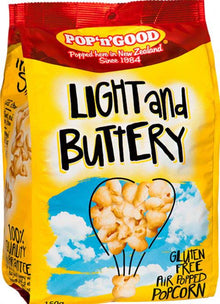 Pop N Good Light N Buttery Popcorn 150g x 8ct NEW COUNT