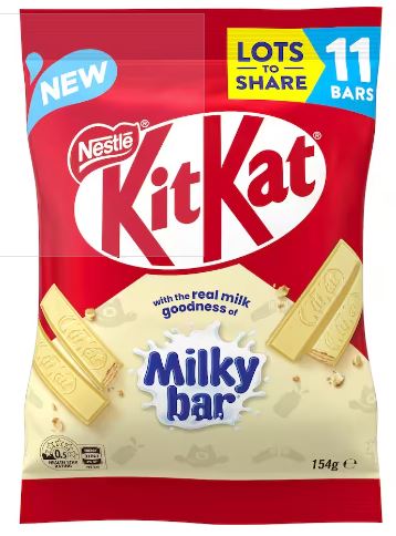 Sharepack - Kit Kat WHITE Milkybar - 11 bars in bag  12 bags per box