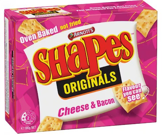 Arnotts Shapes Cheese And Bacon 180g x 24ct