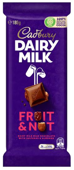 Cadbury 180g Fruit And Nut Block x 14ct