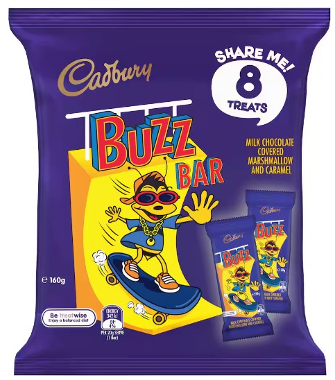 Cadbury Sharepack Buzz Bar - 12 bags per box - 8 bars per bag