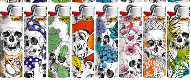 Bic Lighters Printed  - Skulls x 50ct