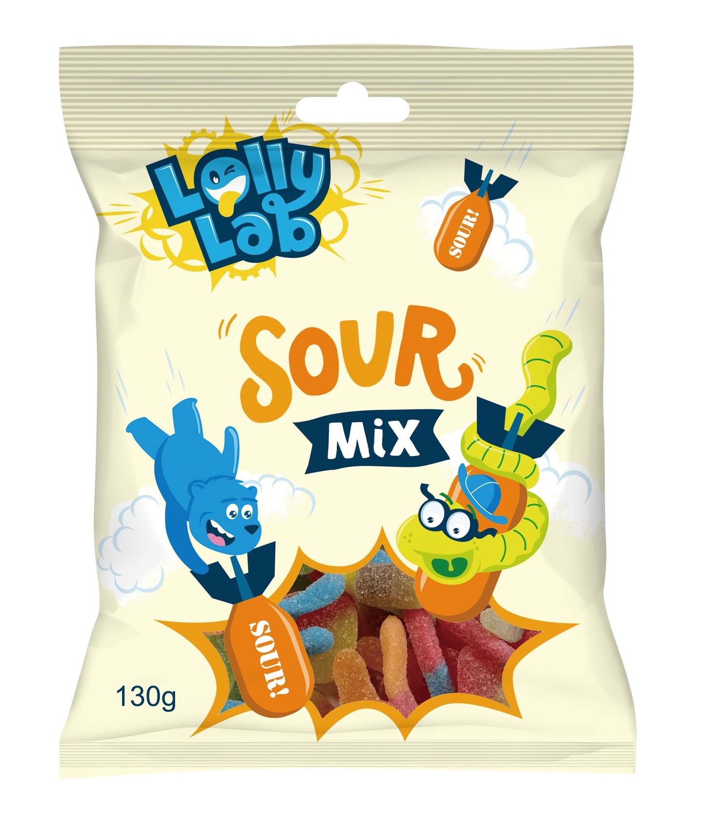 Lolly Lab 130g Sour Mix x 24ct