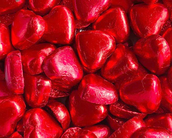 Milk Chocolate Hearts 1kg - Red x 140ct