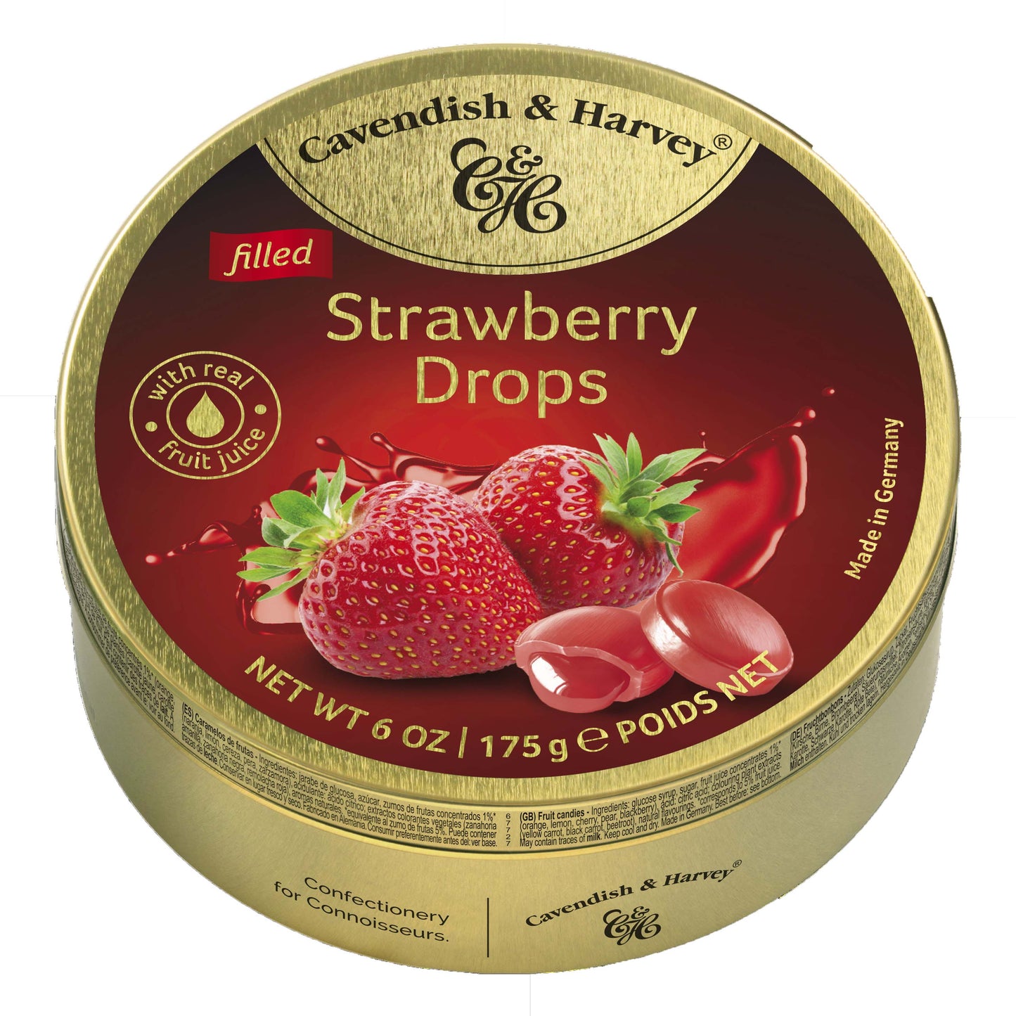 C&H Strawberry Filled Drops Tin 175g x10ct