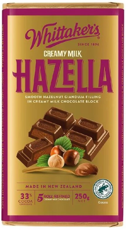 Whittakers Blocks 250g Hazella x 12ct