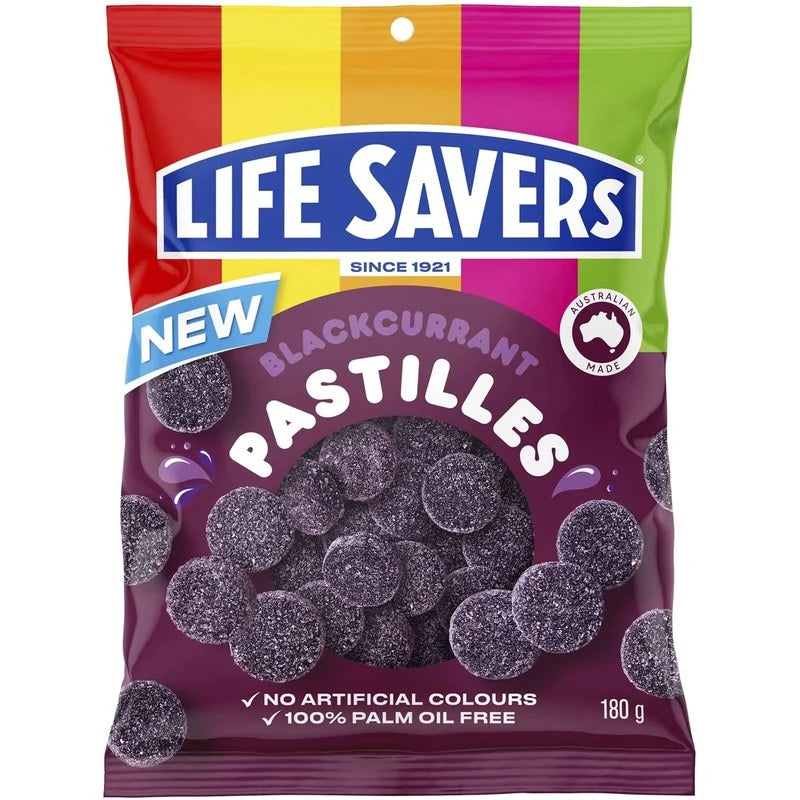 RJ's Life Savers Blackcurrent Pastilles 180g x 20ct