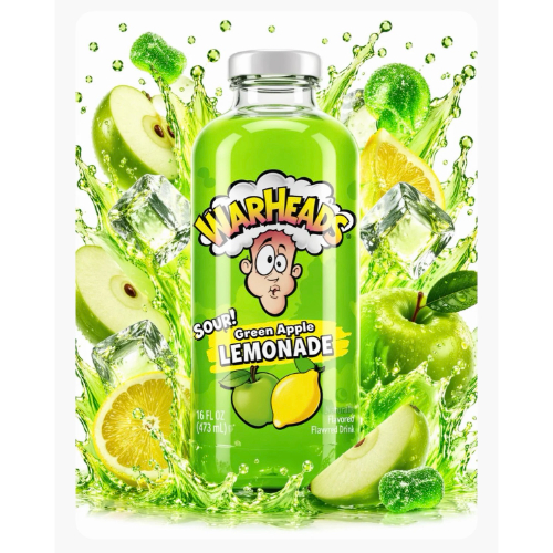 Warheads Bottle Green Apple Lemonade 473ml x 12ct