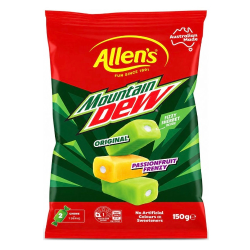Allens Mountain Dew Chews 150g x 12ct