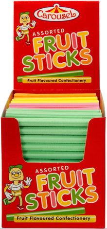 Carousel Assorted Fruit Sticks Box x 250ct 1.36kg