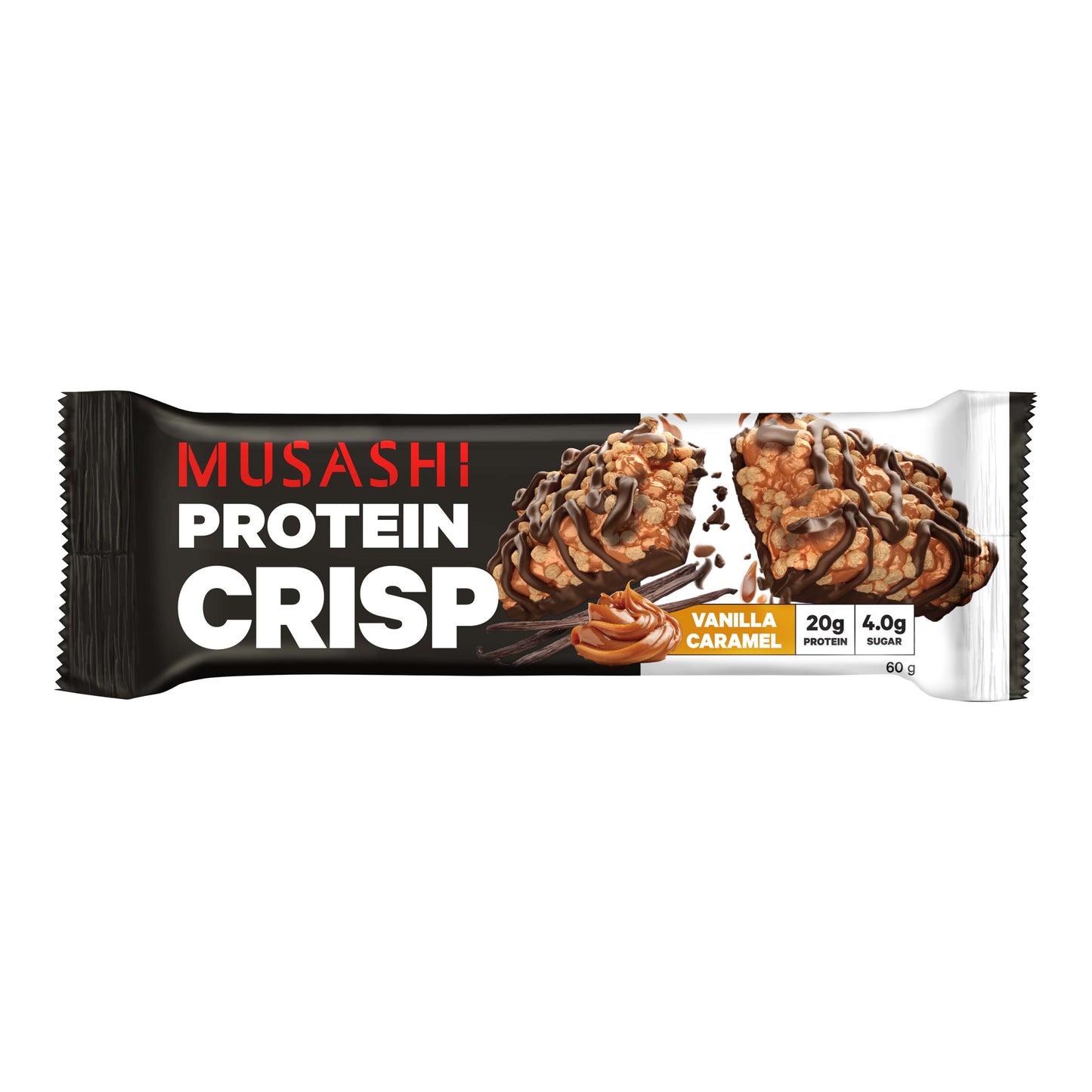 Musashi Protein Crisp Bar 60g - Vanilla Caramel x 12ct
