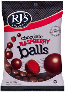 RJ's Balls Chocolate Raspberry 220g FAMILY BAG x 12ct