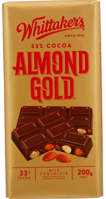 Whittakers Blocks 250g Almond Gold x 12ct