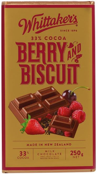 Whittakers Blocks 250g Berry Biscuit x 12ct
