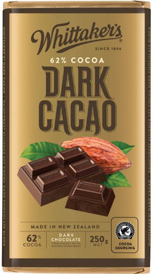 Whittakers Blocks 250g Dark Cacao 62% x 12ct